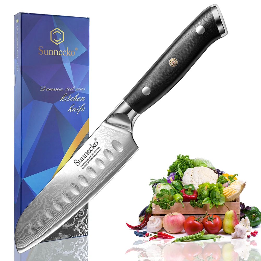SUNNECKO 5 inch Santoku Knife Japanese Damscus VG10 Steel Core Blade Razor Sharp G10 Handle Meat Fruit Cooking Kitchen Knives
SUNNECKO 5 inch Santoku Knife Japanese Damscus VG10 Steel Core Blade Razor Sharp G10 Handle Meat Fruit Cooking Kitchen Knives