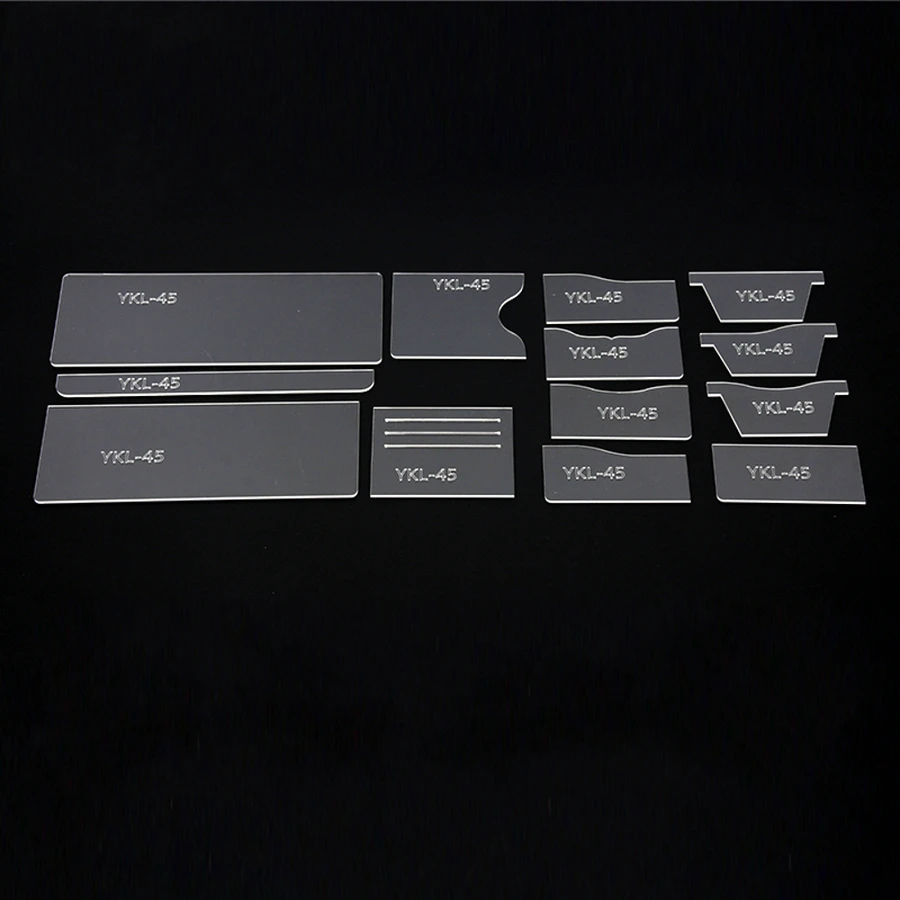13Pcs Clear Acrylic Wallet Stencil Template Drawings Set DIY Leather Hand Craft
13Pcs Clear Acrylic Wallet Stencil Template Drawings Set DIY Leather Hand Craft