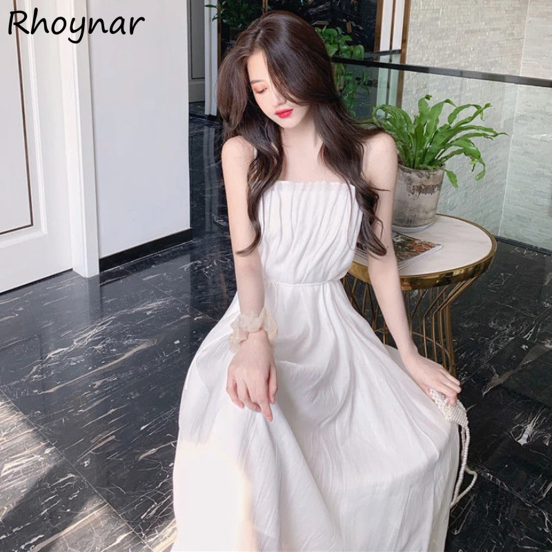 Sleeveless Dress Women Folds Design Solid Sexy Girls A-line College Stylish Korean Fashion Midi Spaghetti Strap Simple Aesthetic
Sleeveless Dress Women Folds Design Solid Sexy Girls A-line College Stylish Korean Fashion Midi Spaghetti Strap Simple Aesthetic