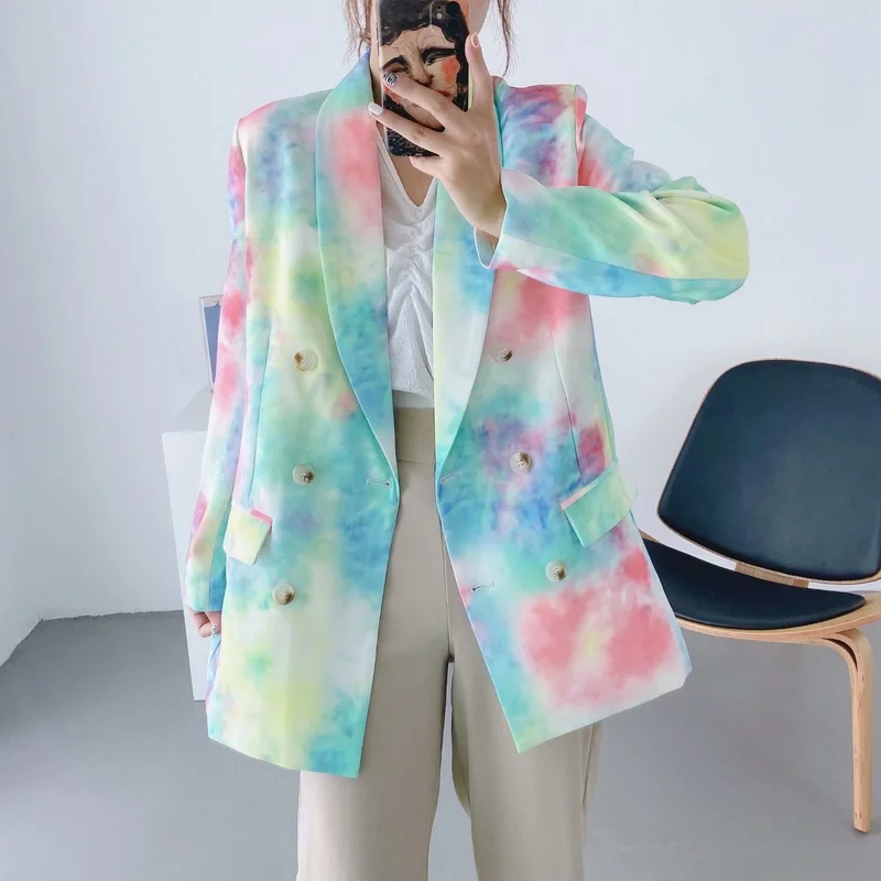 Women New Sweet Jacket Long Sleeve Double-breasted Blazer Coat Fashion Ladies Tie-dye Printed Suit Outwear
Women New Sweet Jacket Long Sleeve Double-breasted Blazer Coat Fashion Ladies Tie-dye Printed Suit Outwear