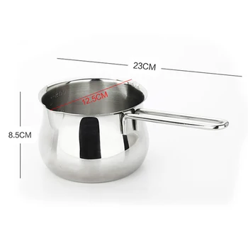 304 Stainless Steel Butter Warmer Coffee Milk Warmer Coffee Pot Milk Saucepan Noodles Pan with Scale Kitchen Cookware