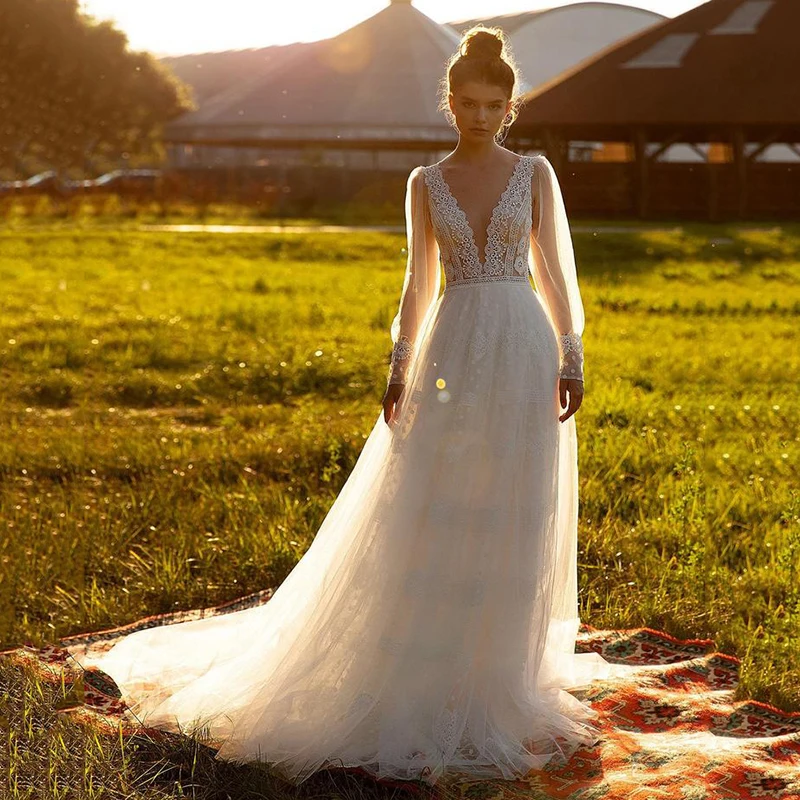 Charming Boho Wedding Dress Lace Long Sleeve Bride Dresses 2021 Vintage Wedding Gowns Women Dots Tulle Scoop Buttons Trouwjurk
Charming Boho Wedding Dress Lace Long Sleeve Bride Dresses 2021 Vintage Wedding Gowns Women Dots Tulle Scoop Buttons Trouwjurk