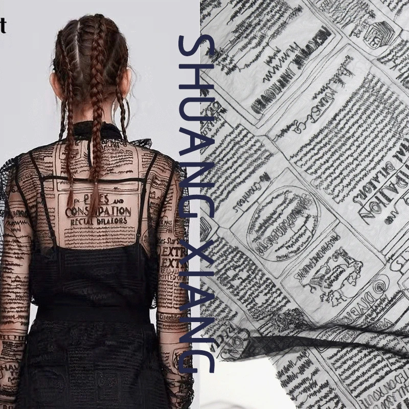 Soft letters newspapers embroidery lace fabrics sexy mesh fabric width 130cm for tops dress diy cloth
Soft letters newspapers embroidery lace fabrics sexy mesh fabric width 130cm for tops dress diy cloth
