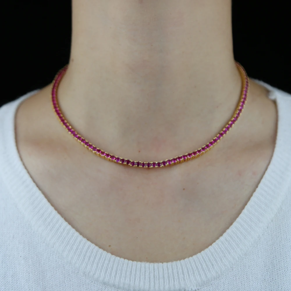 Long 3mm red Cubic Zircon CZ Hip Hop Tennis Chain Necklace Wholesale Rapper Jewelry Street Party punk Jewelry Necklace for women
Long 3mm red Cubic Zircon CZ Hip Hop Tennis Chain Necklace Wholesale Rapper Jewelry Street Party punk Jewelry Necklace for women
