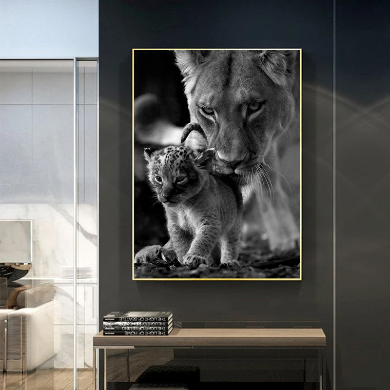 Lioness and Cub Black and White Canvas Art Painting Posters and Prints Scandinavian Cuadros Wall Art Picture for Home Decor
Lioness and Cub Black and White Canvas Art Painting Posters and Prints Scandinavian Cuadros Wall Art Picture for Home Decor