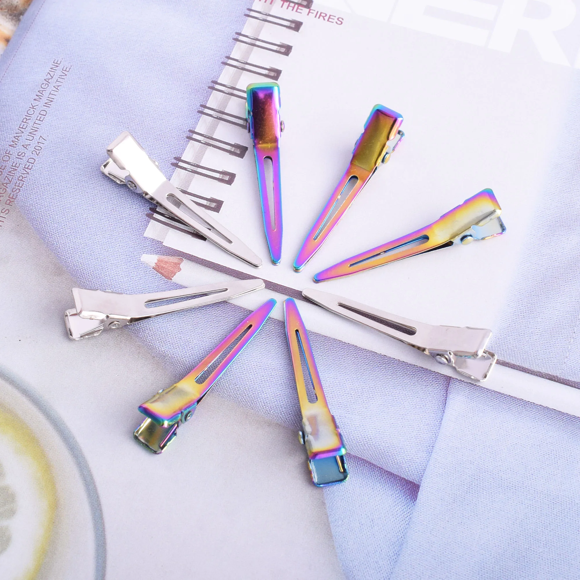 Rainbow Hair Alligator Clips Single Prong Metal Curl Clips Setting Section Hair Accessories for Hair Coloring Hair Styling 20pcs
Rainbow Hair Alligator Clips Single Prong Metal Curl Clips Setting Section Hair Accessories for Hair Coloring Hair Styling 20pcs