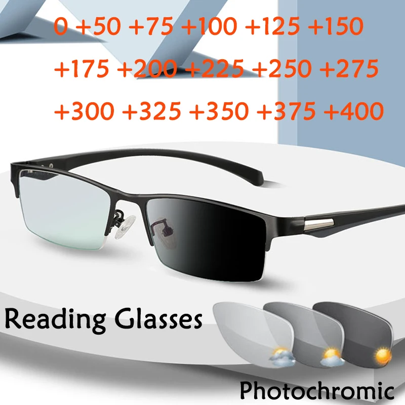 Fashion Outdoor Photochromic Reading Glasses Men Flexible Lightweight Optics Hyperopia Glasses Driving Metal Frame +1.75 2.25
Fashion Outdoor Photochromic Reading Glasses Men Flexible Lightweight Optics Hyperopia Glasses Driving Metal Frame +1.75 2.25