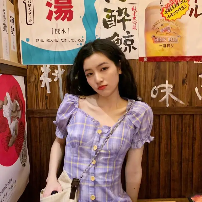 Purple dress schoolgirl short spring fashion dress slim retro French fairy dress
Purple dress schoolgirl short spring fashion dress slim retro French fairy dress
