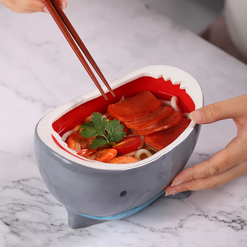 Cute Shark Attack Bowl Single Large Creative Personality Household Ceramic Bowl Cartoon Fruit Food Snack Storage Box Bowl
Cute Shark Attack Bowl Single Large Creative Personality Household Ceramic Bowl Cartoon Fruit Food Snack Storage Box Bowl