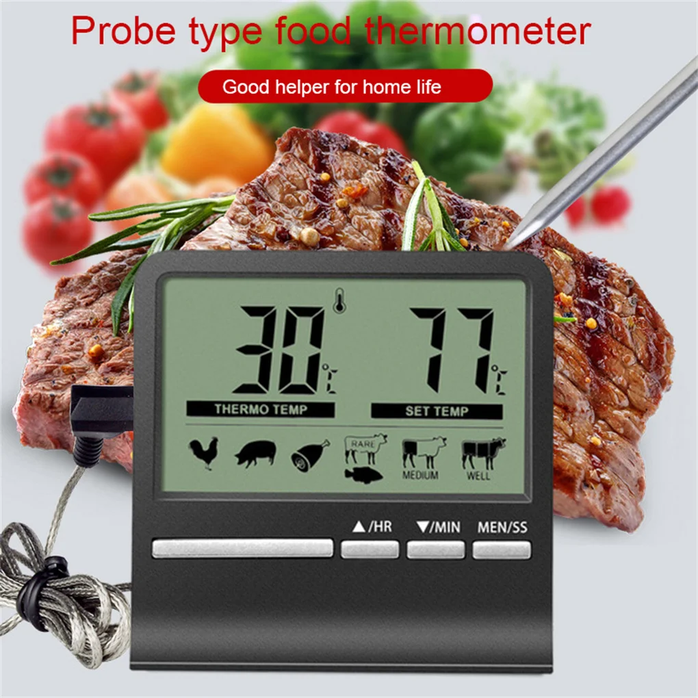 Food Thermometer Stainless Steel Probe LCD Digital Display Instant Read with Stand Holder Temperature Gauge for BBQ Meat Baking
Food Thermometer Stainless Steel Probe LCD Digital Display Instant Read with Stand Holder Temperature Gauge for BBQ Meat Baking