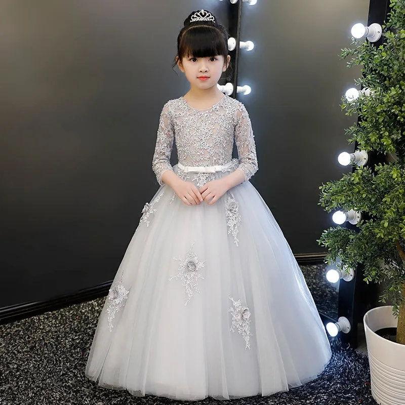 Gray Tulle Princess Dresses Beads Girl Long Children's Wedding Clothes Kids Party Pageant Flower Girl Evening Ball Gown
Gray Tulle Princess Dresses Beads Girl Long Children's Wedding Clothes Kids Party Pageant Flower Girl Evening Ball Gown