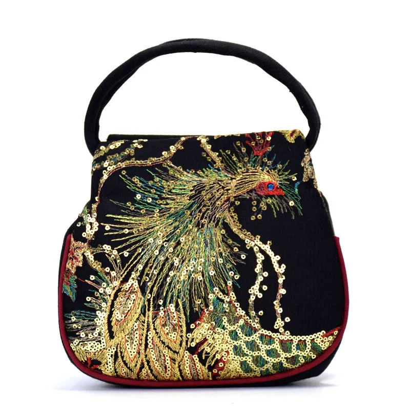 Women Canvas Wristlet Bag Ethnic Embroidered Sequins Retro Peacock Pattern Top-handle Small Dressing Handbag
Women Canvas Wristlet Bag Ethnic Embroidered Sequins Retro Peacock Pattern Top-handle Small Dressing Handbag