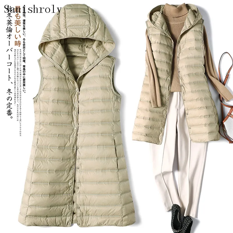 Women Hooded Sleeveless Waistcoat Jacket Autumn Winter Ultra Light White Duck Down Vest Coat Midi Long Casual Outwear Parka Tops
Women Hooded Sleeveless Waistcoat Jacket Autumn Winter Ultra Light White Duck Down Vest Coat Midi Long Casual Outwear Parka Tops