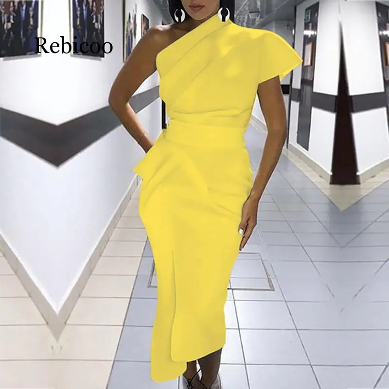 Women One Shoulder Ruched Irregular Formal Dress Streetwear Sheath Solid Knee-Length Dresses Party Night Evening Vestidos
Women One Shoulder Ruched Irregular Formal Dress Streetwear Sheath Solid Knee-Length Dresses Party Night Evening Vestidos