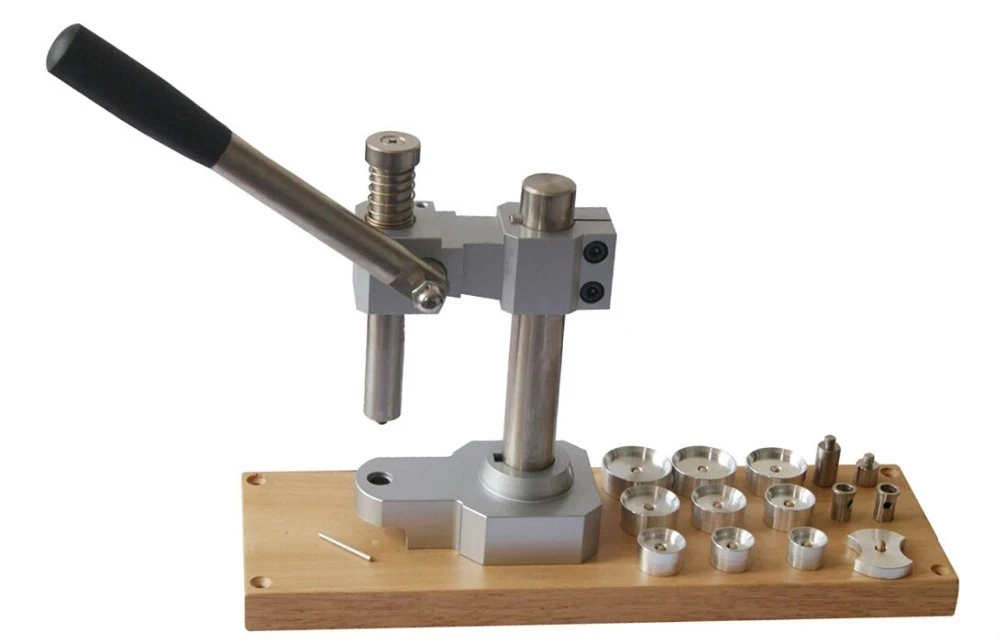 Watch Case Presser Tool on Wooden Board Added 10 Widened Dies Watch Crystals presser Watch Tools
Watch Case Presser Tool on Wooden Board Added 10 Widened Dies Watch Crystals presser Watch Tools