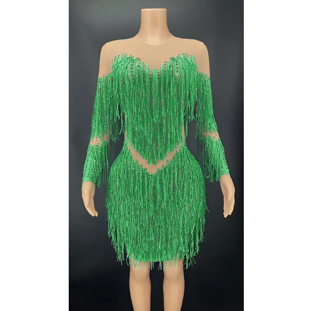 Rhinestone Black Fringes See Through Dress Birthday Celebrate Dress Prom Outfit Bar Woman Nightclub show singer dance Costume
Rhinestone Black Fringes See Through Dress Birthday Celebrate Dress Prom Outfit Bar Woman Nightclub show singer dance Costume