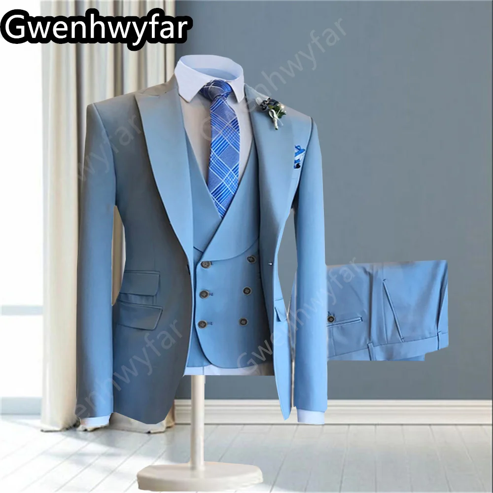 Gwenhwyfar 2025 Latest Design Light Blue Stylish Men's Suit 3-Piece Wedding Handsome Groomsmen Suit (Blazer + Vest + Pants)
Gwenhwyfar 2025 Latest Design Light Blue Stylish Men's Suit 3-Piece Wedding Handsome Groomsmen Suit (Blazer + Vest + Pants)