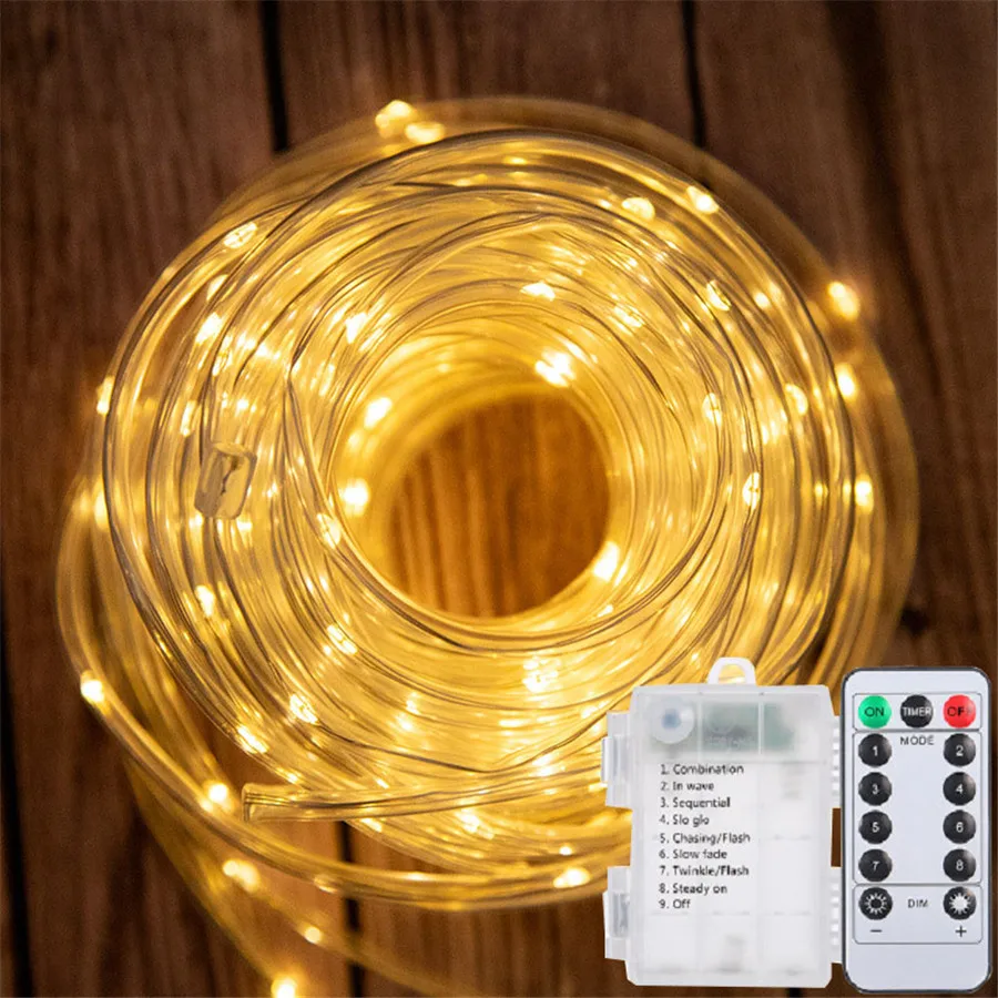 5M 10M 30M Outdoor PVC Tube String Light Battery LED Rope Light With Remote Waterproof Garden Fence Christmas Fairy Strip Light
5M 10M 30M Outdoor PVC Tube String Light Battery LED Rope Light With Remote Waterproof Garden Fence Christmas Fairy Strip Light