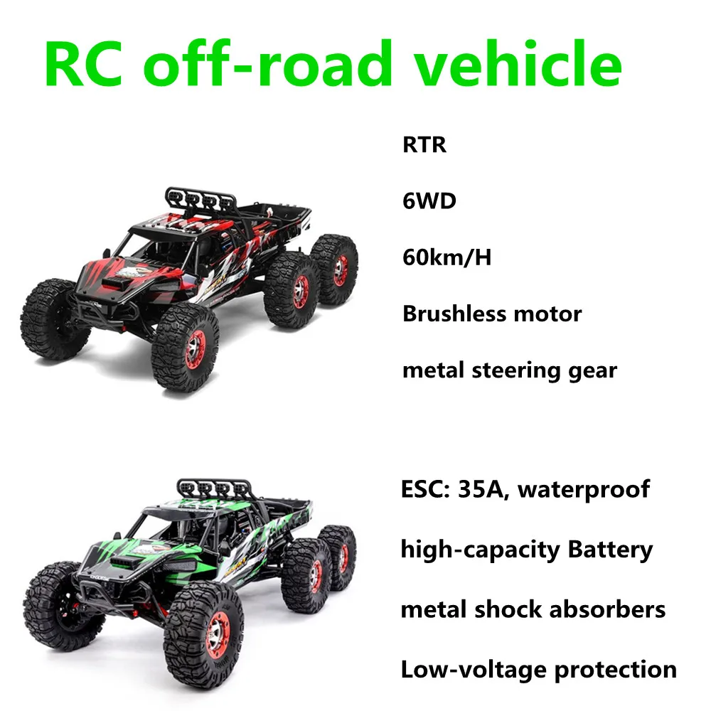 High Speed 60km/h 6WD 2.4Ghz Remote Control RC Car 2.4G 1:12 Brushless Motor Desert Rock Crawler Car Gift For Children
High Speed 60km/h 6WD 2.4Ghz Remote Control RC Car 2.4G 1:12 Brushless Motor Desert Rock Crawler Car Gift For Children