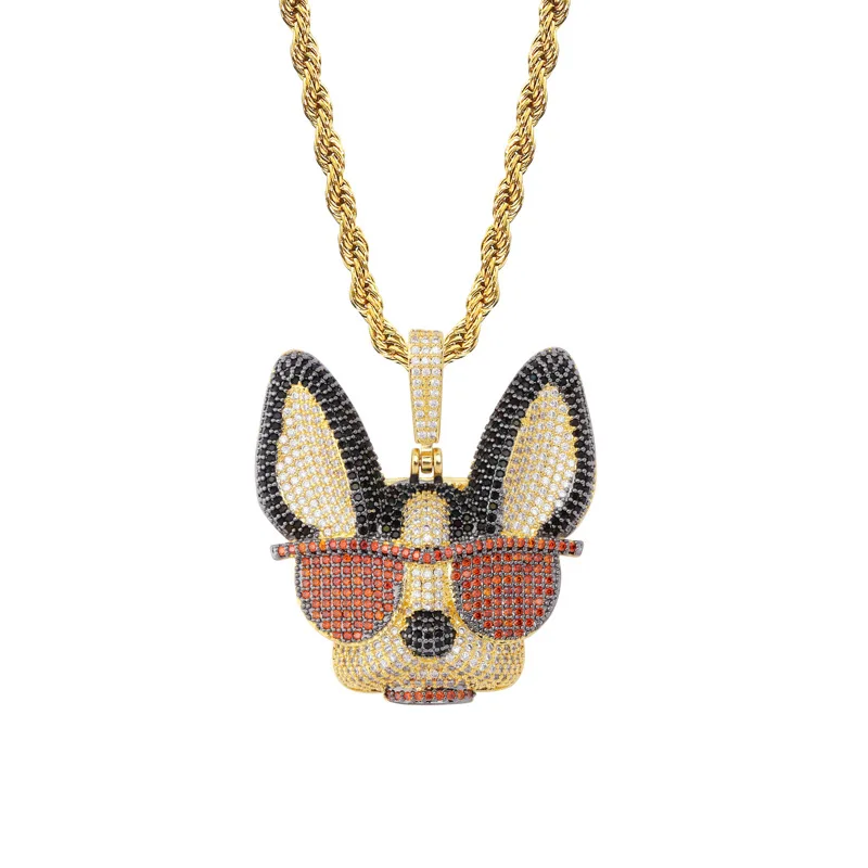 Hip Hop Micro Paved AAA Cubic Zirconia Bling Iced Out Cool Sunglasses Dog Pendants Necklace for Men Rapper Jewelry
Hip Hop Micro Paved AAA Cubic Zirconia Bling Iced Out Cool Sunglasses Dog Pendants Necklace for Men Rapper Jewelry