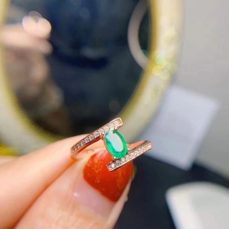 YULEM High Quality 100% Natural Emerald Ring for Engagement with Silver Ring 925 Silver Fine Jewelry Gift for Girl
YULEM High Quality 100% Natural Emerald Ring for Engagement with Silver Ring 925 Silver Fine Jewelry Gift for Girl