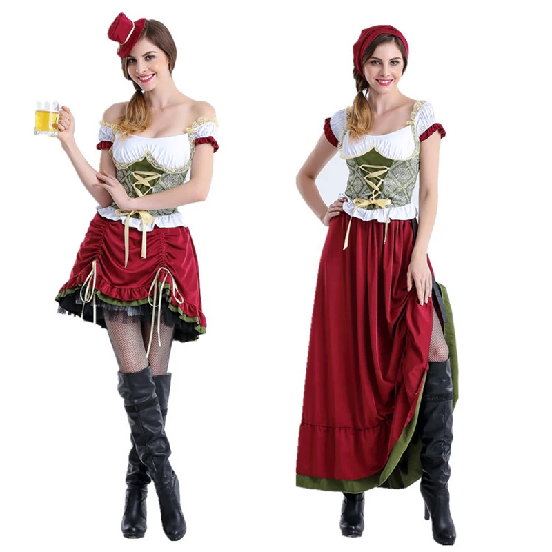 Hot Adult Women Oktoberfest Costume Sexy Bavarian Beer Festival Red Short Long Dress Off Shoulder Bar Uniform Outfit For Girl
Hot Adult Women Oktoberfest Costume Sexy Bavarian Beer Festival Red Short Long Dress Off Shoulder Bar Uniform Outfit For Girl