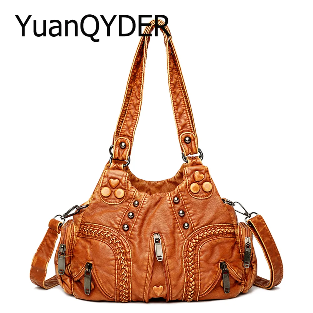 Washed Pu Leather Women's Shoulder Bag Fashion Design Button Rivet Weave Crossbody Bag Vintage Large Handbag Female Travel Totes
Washed Pu Leather Women's Shoulder Bag Fashion Design Button Rivet Weave Crossbody Bag Vintage Large Handbag Female Travel Totes