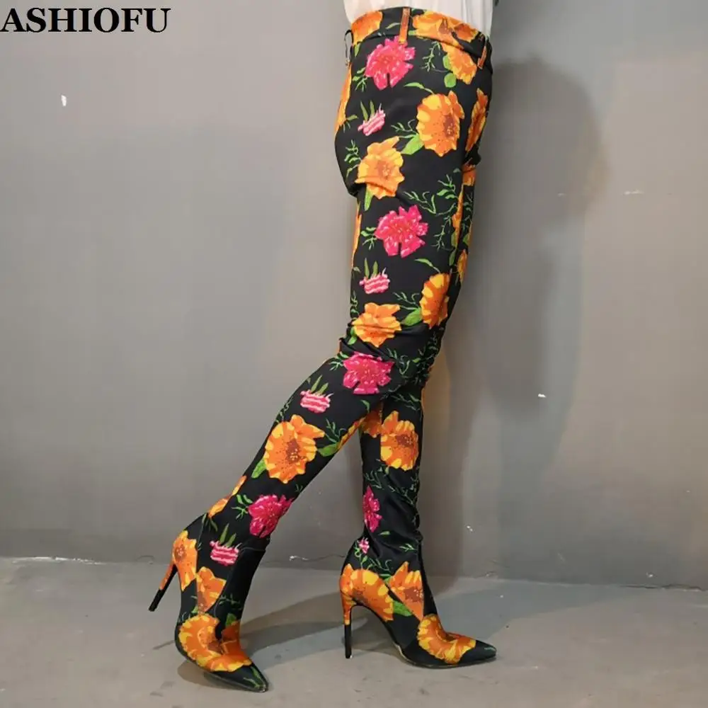 ASHIOFU Handmade New Women High Heel Boots Flower Leather Pants Boots Sexy Stripper Club Evening Fashion Waist Long Boots Shoes
ASHIOFU Handmade New Women High Heel Boots Flower Leather Pants Boots Sexy Stripper Club Evening Fashion Waist Long Boots Shoes