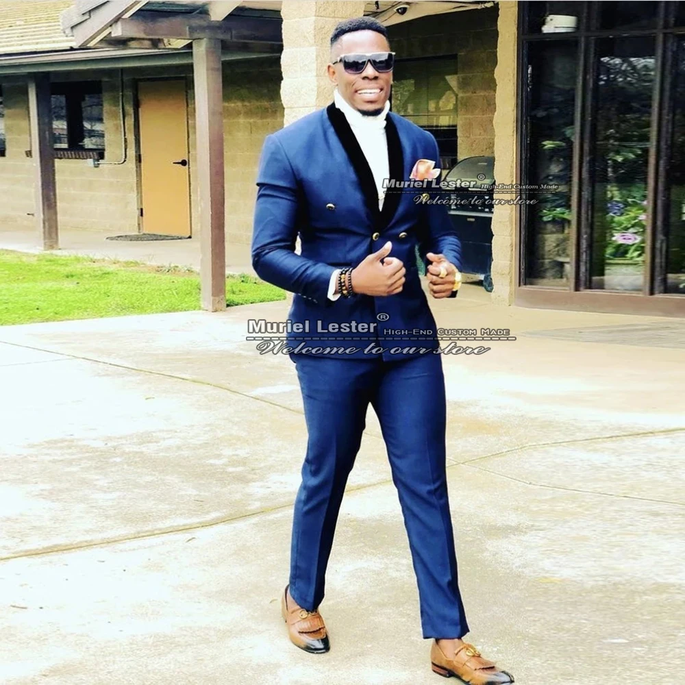 Double Breasted Blue Men Suits Groom Wedding Tuxedo Slim Fit Trajes Para Hombre 2 Pieces Black Lapel Blazer+Pant Terno Masculino
Double Breasted Blue Men Suits Groom Wedding Tuxedo Slim Fit Trajes Para Hombre 2 Pieces Black Lapel Blazer+Pant Terno Masculino