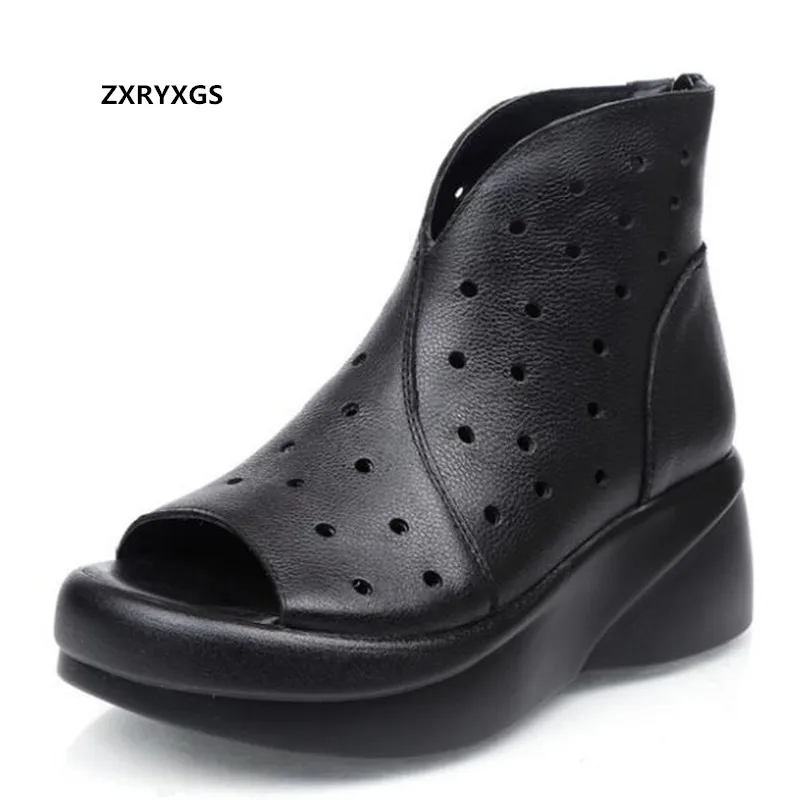 Promotion 2023 New Fish Mouth Hollow Genuine Leather Boots Women Sandals Platform Wedges Light Heighten Boots Women Boots Black
Promotion 2023 New Fish Mouth Hollow Genuine Leather Boots Women Sandals Platform Wedges Light Heighten Boots Women Boots Black