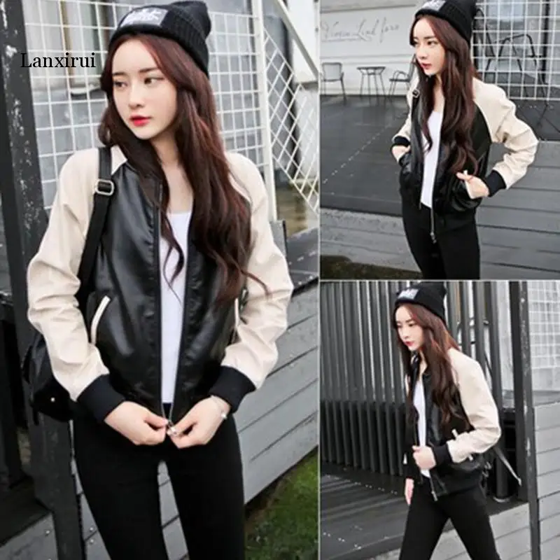 Women PU Leather Jackets Coats Color Block Spring New Female Short Design Coat Loose One Size Woman Leather Jackets
Women PU Leather Jackets Coats Color Block Spring New Female Short Design Coat Loose One Size Woman Leather Jackets