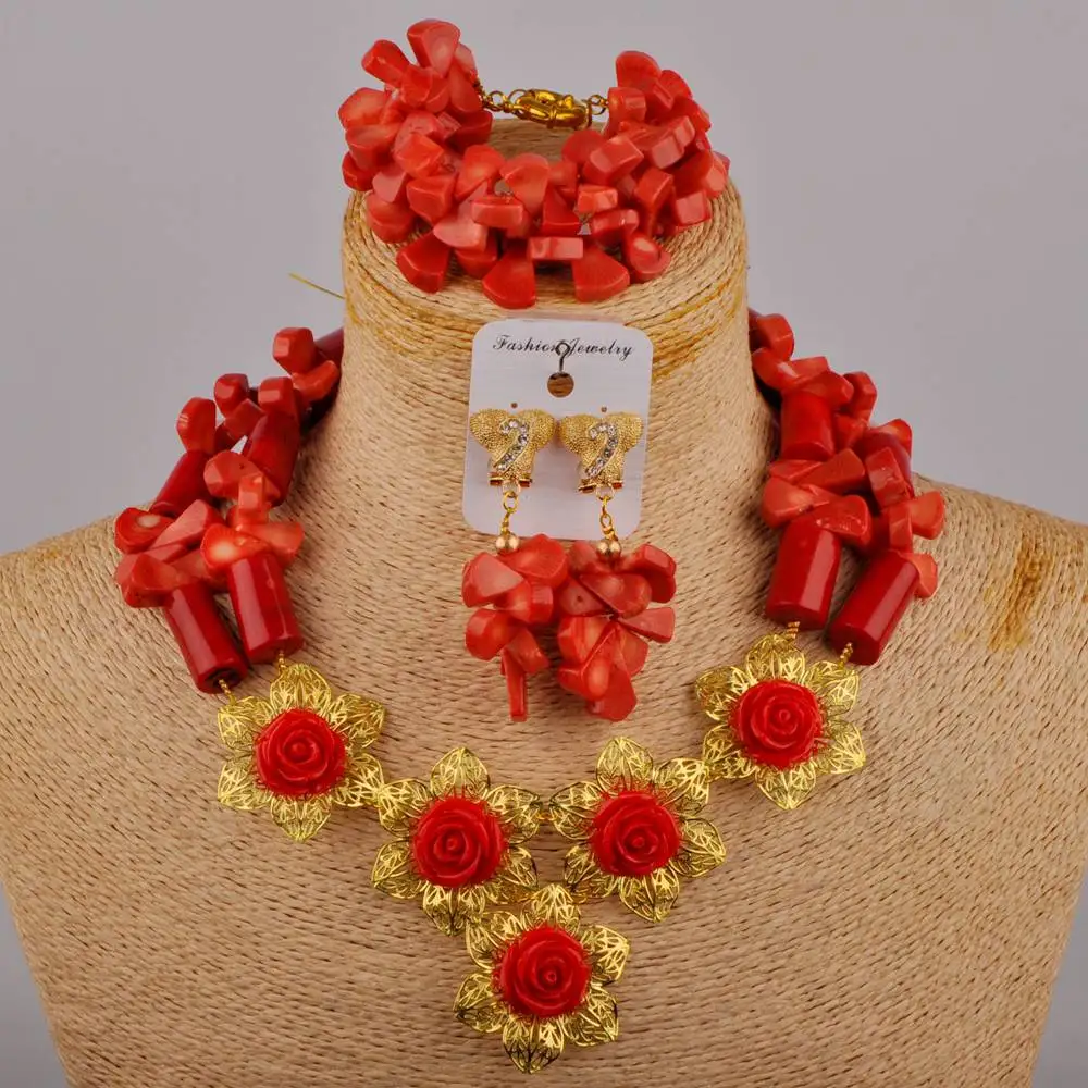 New African Banquet Wedding Dress Accessories Red Natural Coral Rose Flower Necklace Nigerian Bride Wedding Jewelry Set AU-512
New African Banquet Wedding Dress Accessories Red Natural Coral Rose Flower Necklace Nigerian Bride Wedding Jewelry Set AU-512