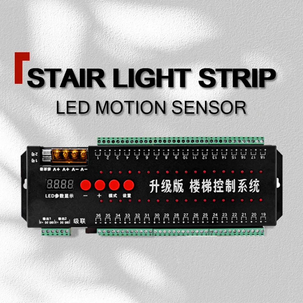PIR Sensor Stairs Light 36 Channel Strip Controller 2 IN 1 Auto Night Light Pixel RGB Flexible LED Strip 12V 24V Step Lamp Tape
PIR Sensor Stairs Light 36 Channel Strip Controller 2 IN 1 Auto Night Light Pixel RGB Flexible LED Strip 12V 24V Step Lamp Tape