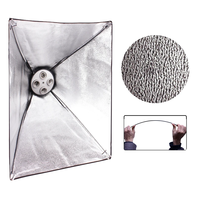 SH 50x70CM Four Lamp Softbox Kit E27 Holder Socket Soft Box Photographic Lighting Accessories For Photo Studio Video Photo Box
SH 50x70CM Four Lamp Softbox Kit E27 Holder Socket Soft Box Photographic Lighting Accessories For Photo Studio Video Photo Box