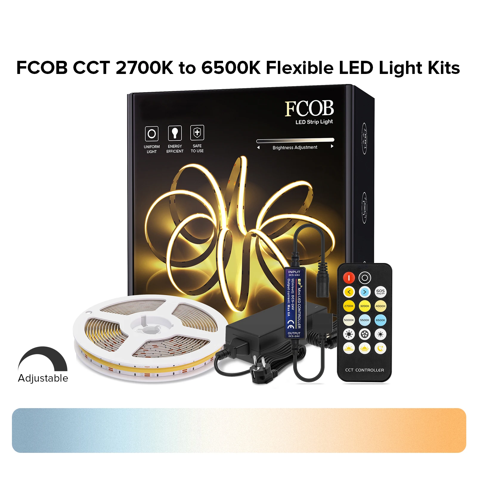 FCOB CCT светодиодная лента RF 17 клавиш полный комплект диммируемая высокая плотность гибкий FOB COB светодиодная лампа s теплый белый с белым RA90 DC 24V
FCOB CCT светодиодная лента RF 17 клавиш полный комплект диммируемая высокая плотность гибкий FOB COB светодиодная лампа s теплый белый с белым RA90 DC 24V