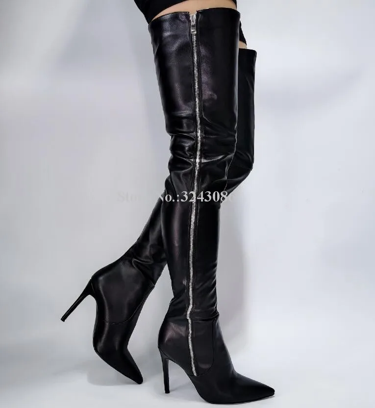 Lady Side Zipper Decor Long Boots Sexy Black Leather Stiletto Heel Over the Knee Boots Fashion Design Thigh High Boots
Lady Side Zipper Decor Long Boots Sexy Black Leather Stiletto Heel Over the Knee Boots Fashion Design Thigh High Boots