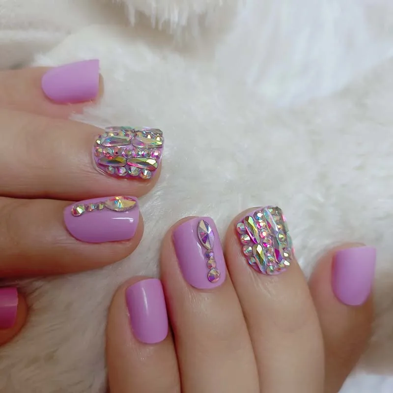 24pcs senior bride wedding matte fake nails normal length diamond light purple press on nails
24pcs senior bride wedding matte fake nails normal length diamond light purple press on nails