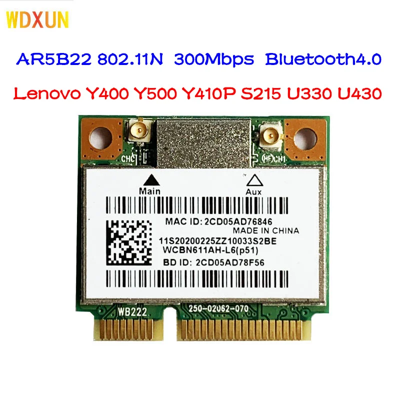 AR9462 AR5B22 802 двухдиапазонный 300 Мбит/с + Bluetooth4.0 Atheros Wi-Fi адаптер WLAN для Lenovo Y400 Y500 Y410P S215 U330 U430
AR9462 AR5B22 802 двухдиапазонный 300 Мбит/с + Bluetooth4.0 Atheros Wi-Fi адаптер WLAN для Lenovo Y400 Y500 Y410P S215 U330 U430