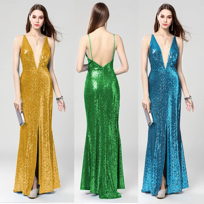 Prom dress Sequin sexy Deep V-neck Slit Backless Sleeveless Package buttocks Floor-Length Mermaid Grown
Prom dress Sequin sexy Deep V-neck Slit Backless Sleeveless Package buttocks Floor-Length Mermaid Grown