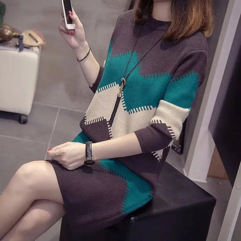 Women Long Sweater Dress For Winter 2025 New Loose Knitting Oversize Thick Warm Fashion Sweater For Office Lady Female
Women Long Sweater Dress For Winter 2025 New Loose Knitting Oversize Thick Warm Fashion Sweater For Office Lady Female