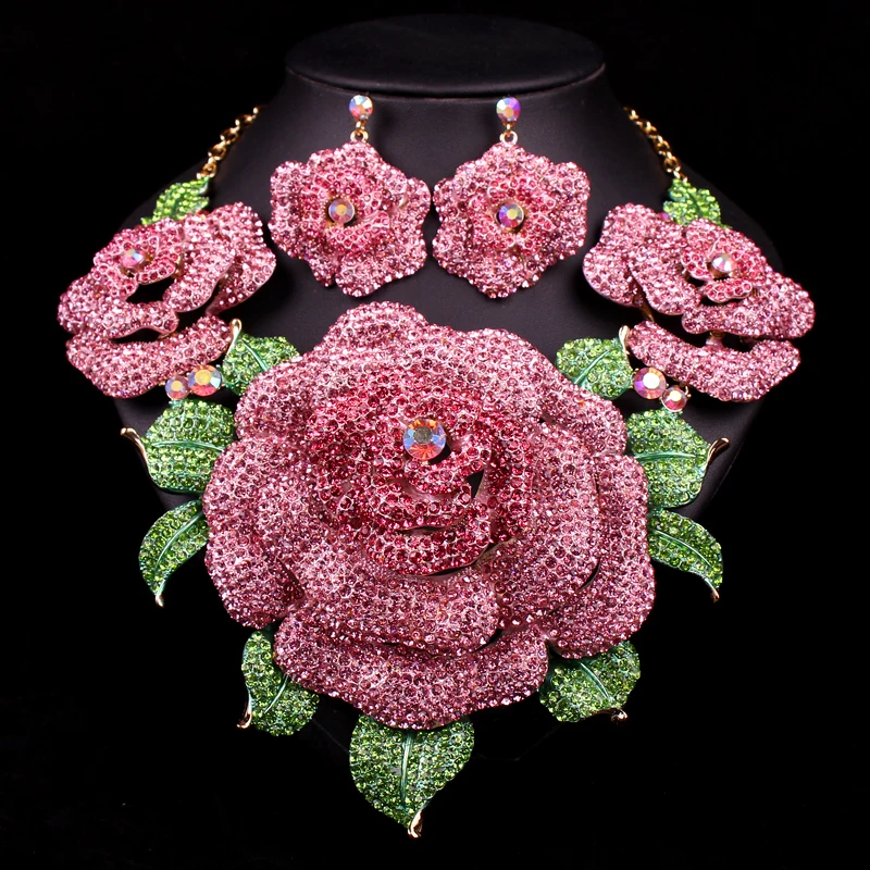 New Bridal Jewelry Sets Wedding Necklace Earrings For Brides Party Dress Costume Accessories Big Flowers Decoration Gift Women
New Bridal Jewelry Sets Wedding Necklace Earrings For Brides Party Dress Costume Accessories Big Flowers Decoration Gift Women