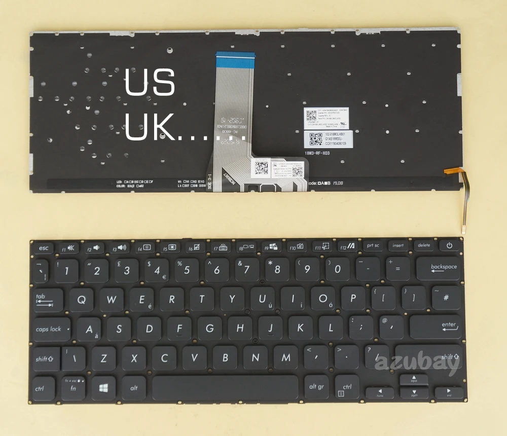 UK US Keyboard For ASUS Vivobook 14 X409FA X409FL 0KN1-A72US22 0KNB0-260JUS00 AEXKPE01020 0KNB0-260CUK00, Backlit, Black
UK US Keyboard For ASUS Vivobook 14 X409FA X409FL 0KN1-A72US22 0KNB0-260JUS00 AEXKPE01020 0KNB0-260CUK00, Backlit, Black