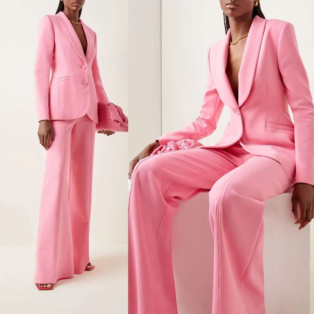 Casual Pink Women Suits Shawl Lapel One Button Fashion Wide Leg Pants Loose Jacket 2 Pieces Young Chic Blazer Set
Casual Pink Women Suits Shawl Lapel One Button Fashion Wide Leg Pants Loose Jacket 2 Pieces Young Chic Blazer Set