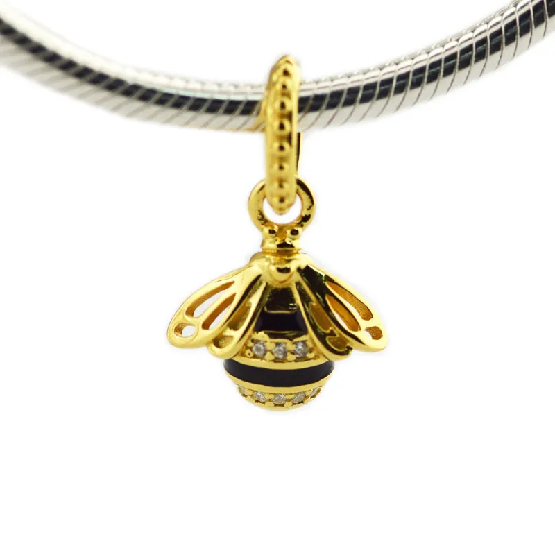 925 Sterling Silver Charms For Bracelets Golden Shine Queen Bee Pendant Black Enamel &Clear CZ Crystal Charms for Jewelry Making
925 Sterling Silver Charms For Bracelets Golden Shine Queen Bee Pendant Black Enamel &Clear CZ Crystal Charms for Jewelry Making