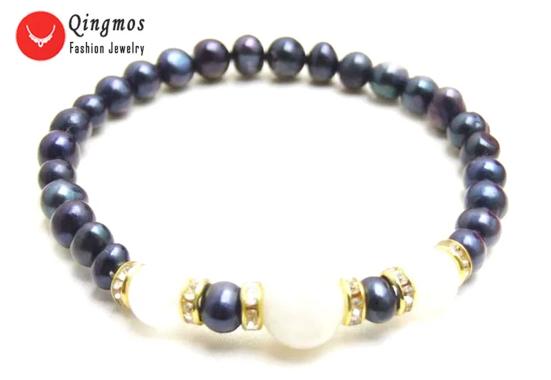 Qingmos Fashion 6-7mm Round Natural Black Pearl for Women with Genuine 8-10mm White Moonstone Bracelet Gem Stone Jewelry 7.5''
Qingmos Fashion 6-7mm Round Natural Black Pearl for Women with Genuine 8-10mm White Moonstone Bracelet Gem Stone Jewelry 7.5''