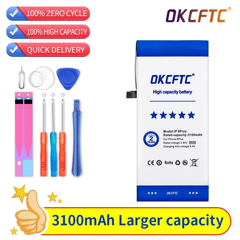 Li-ion Phone High Quality Capacity 3100mAh Battery For iPhone 8 Plus Rechargeable Phone Bateria Batteries
Li-ion Phone High Quality Capacity 3100mAh Battery For iPhone 8 Plus Rechargeable Phone Bateria Batteries