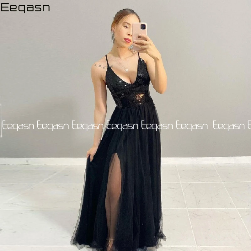 Black Evening Dress 2024 Spaghetti Strap Side Slit Charming A Line Formal Dresses For Women Prom Gowns Customize
Black Evening Dress 2024 Spaghetti Strap Side Slit Charming A Line Formal Dresses For Women Prom Gowns Customize