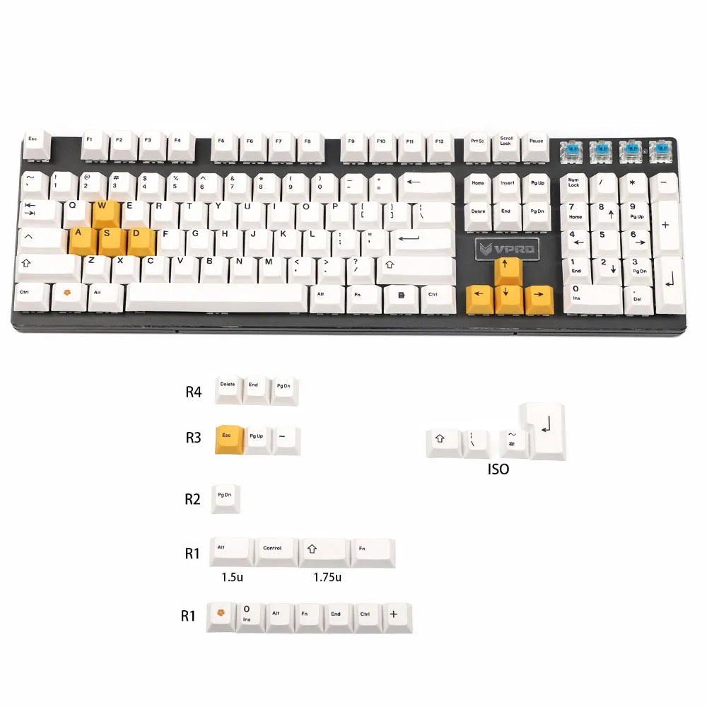 White Yellow Design 126keys Cherry Profile Sublimation PBT Keycaps For Cherry Mx Switch Mechanical Gaming Keyboard
White Yellow Design 126keys Cherry Profile Sublimation PBT Keycaps For Cherry Mx Switch Mechanical Gaming Keyboard