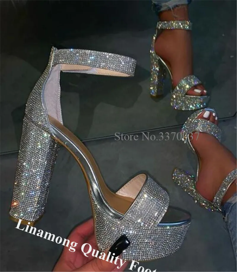 Linamong Bling Bling Open Toe Rhinestone High Platform Chunky Heel Sandals Ankle Strap Crystal Sandals Wedding Thick Heels Shoes
Linamong Bling Bling Open Toe Rhinestone High Platform Chunky Heel Sandals Ankle Strap Crystal Sandals Wedding Thick Heels Shoes