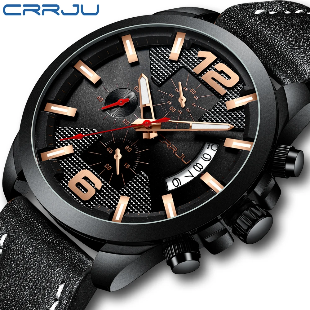 New Mens Watches Crrju Top Brand Luxury Leather Casual Quartz Watch Men Sport Waterproof Clock Black Watch Relogio Masculino
New Mens Watches Crrju Top Brand Luxury Leather Casual Quartz Watch Men Sport Waterproof Clock Black Watch Relogio Masculino